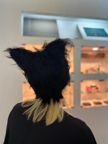 LAD MUSICIAN / LOOP YARN SHAGGY KNIT DEVIL CAP / BLACK - LAD