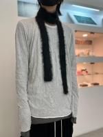 LAD MUSICIAN / CASHMERE KNIT NARROW MUFFLER / BLACK