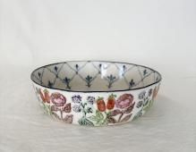 つちやまり　花柄陶器の花器 つちやまり 花柄陶器の花器