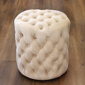 Button Round Stool（アイボリーベロア） - インテリアショップkino