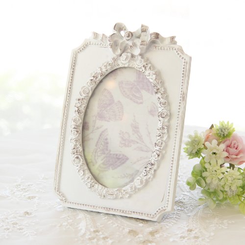 Ribbon Rose Photo Frame (White) - インテリアショップkino