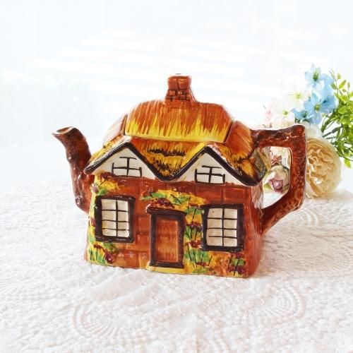 ティーポット ディスプレイ レトロ 看板 アンティーク ビンテージ Vintage House Teapot Objet (Orange） - インテリアショップkino