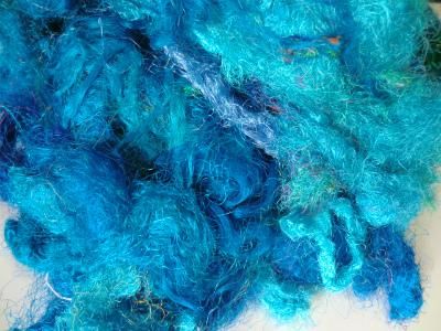 Sari Silk Fibre Sky サリーシルクファイバー 単色 スカイブルー 100g Kakara Woolworks