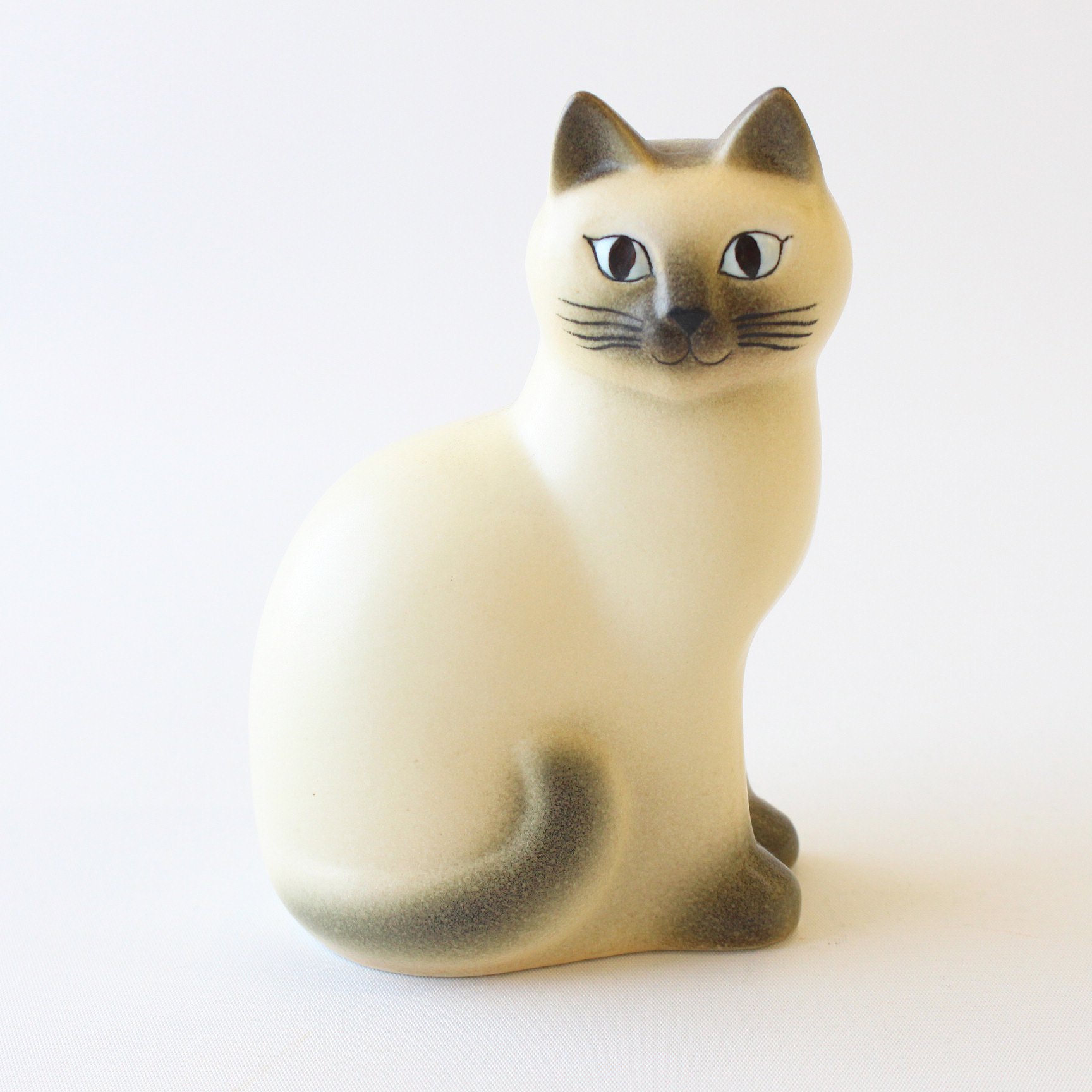 リサラーソン マンズ ミディアムサイズ ホワイトブラウン 猫の置物 - 置物