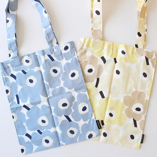 【2024春限定】マリメッコ ミニウニッコ コットンバッグ（ライトイエロー×ホワイト）33cm×27cm / marimekko mini  Unikko cotton bag