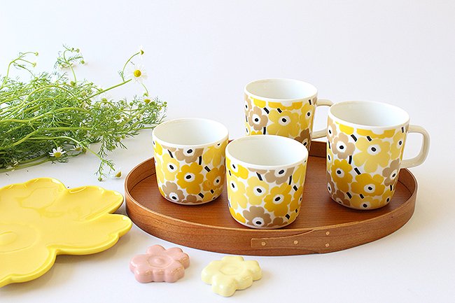 マリメッコ ピックイネン ウニッコ ラテマグ（単体販売） / marimekko Pikkuinen UNIKKO Mug / イエロー×ブラウン【60 周年記念】