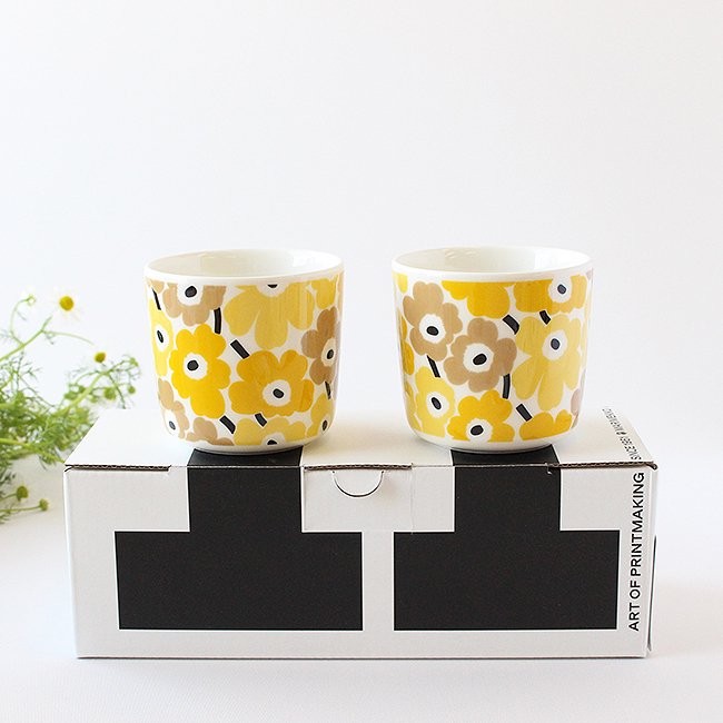 マリメッコ ピックイネン ウニッコ ラテマグ（単体販売） / marimekko Pikkuinen UNIKKO Mug / イエロー×ブラウン【60 周年記念】