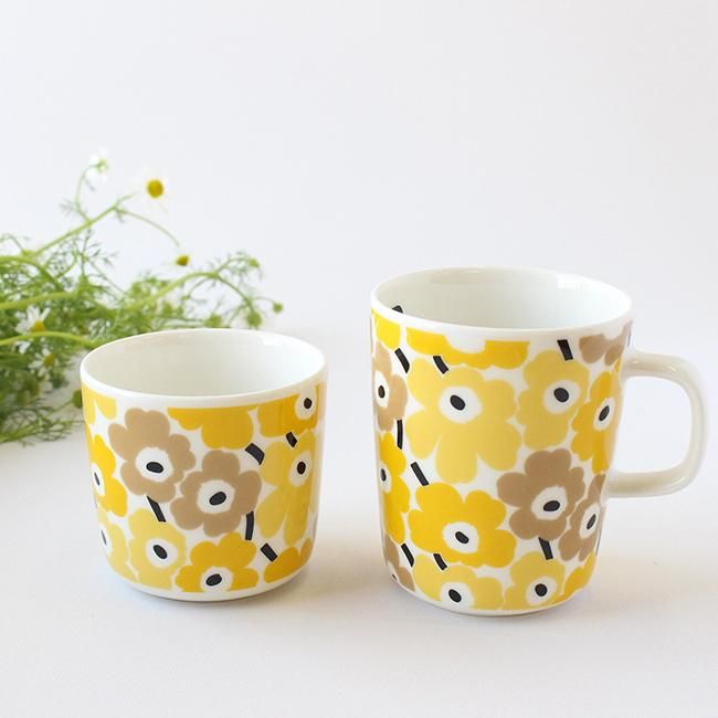 マリメッコ ピックイネン ウニッコ ラテマグ（単体販売） / marimekko Pikkuinen UNIKKO Mug /  イエロー×ブラウン【60周年記念】