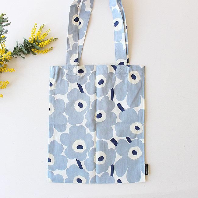 マリメッコ ウニッコ コットンバッグ（ライトブルー×オフホワイト）33cm×27cm / marimekko Unikko cotton bag