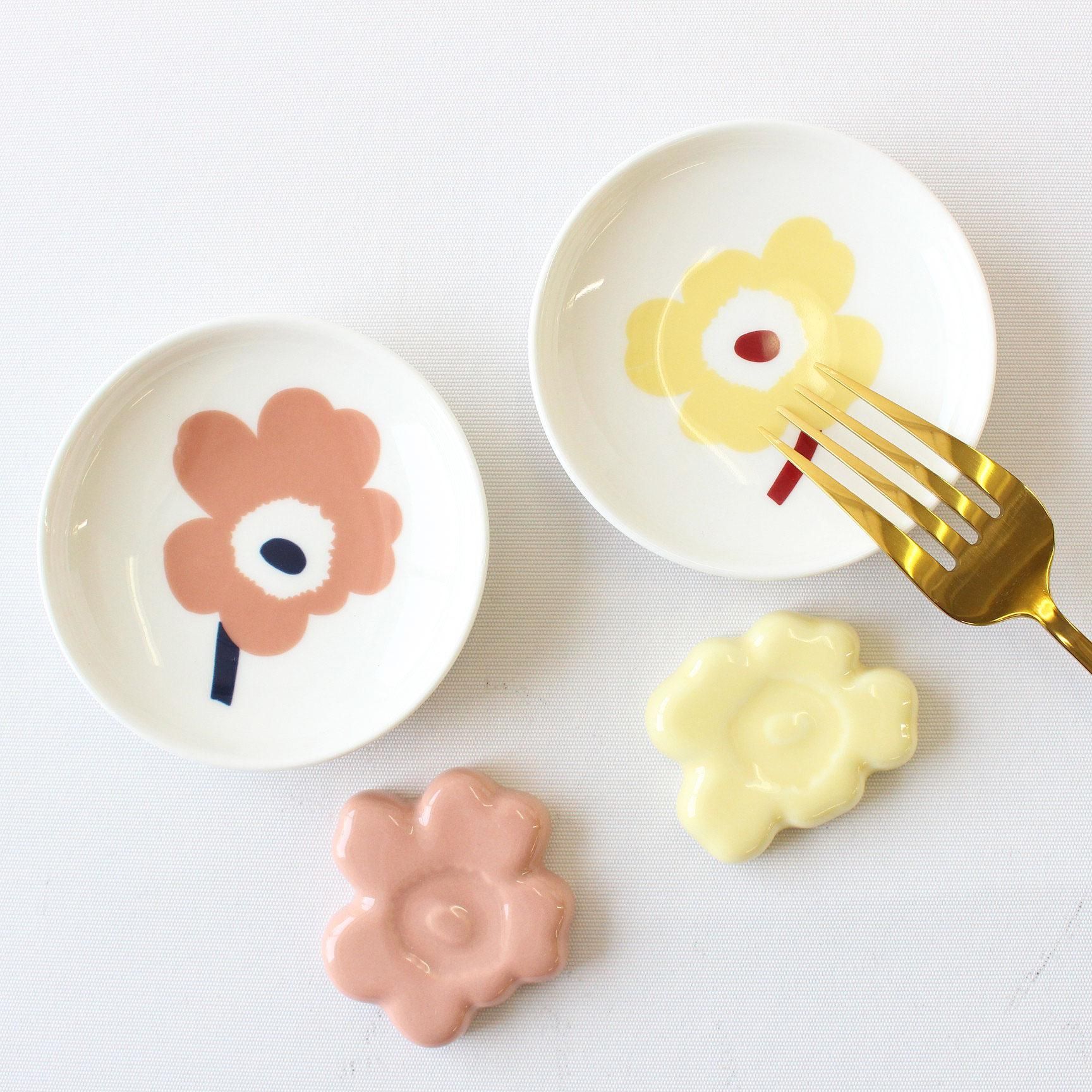 マリメッコ ウニッコ プレートセット 8.5cm / marimekko UNIKKO Plateset / ライトイエロー×ライトテラ