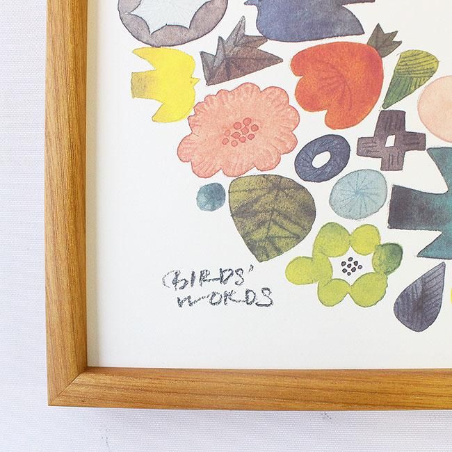 バーズワーズ ポスター フレーム付き 30 birds wreath バーズ