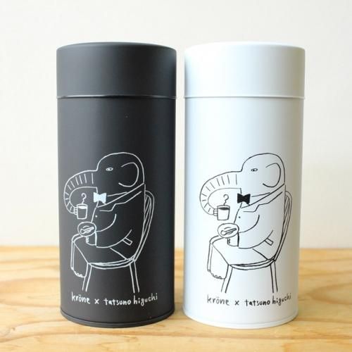 アニマルキャニスター（ぞうとfika）/ コーヒー缶 / 樋口たつの×krone クローネ オリジナル【北欧雑貨】