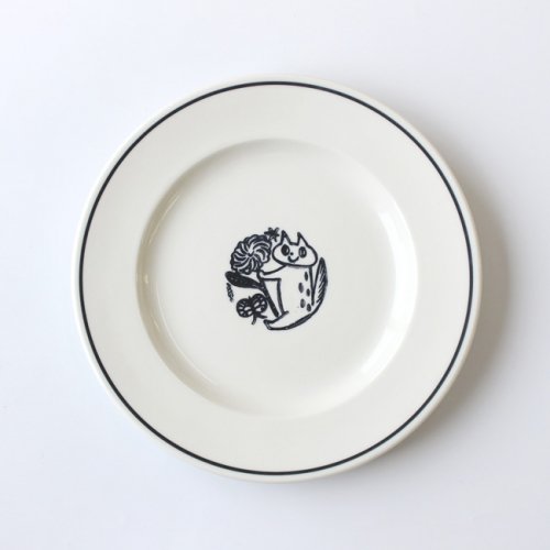 NOIR】 鹿児島睦×JOHN JULIAN / Side Plate 21cm Cat（ネコ） / 磁器 