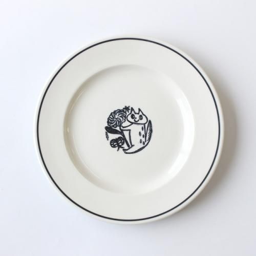 NOIR】 鹿児島睦×JOHN JULIAN / Side Plate 21cm Cat（ネコ） / 磁器