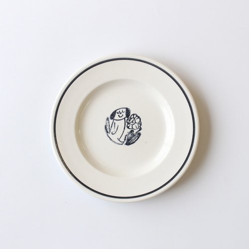 NOIR】 鹿児島睦×JOHN JULIAN / Side Plate 16cm Dog（イヌ） / 磁器