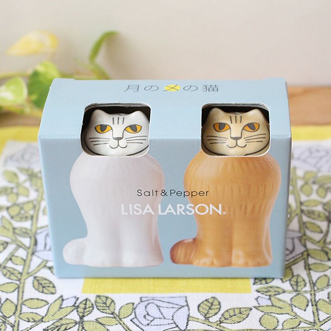 リサ・ラーソン 月のメの猫（ソルト＆ペッパー）/ Lisa Larson