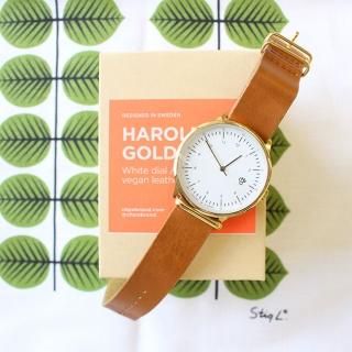 <img class='new_mark_img1' src='https://img.shop-pro.jp/img/new/icons1.gif' style='border:none;display:inline;margin:0px;padding:0px;width:auto;' />CHPO 腕時計 / HAROLD GOLD (レザーベルト/BROWN) / シーエイチピーオー / 北欧 / スウェーデン