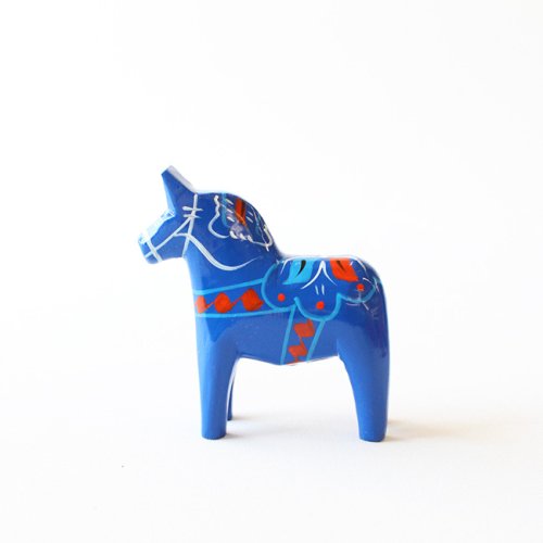 幸せを運ぶ馬】木製ダーラヘスト 7cm （ブルー / ブルーレッド 