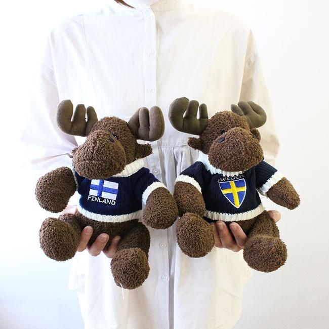 NORDIC SOUVENIR】ムースぬいぐるみ19cm スウェーデンロゴ