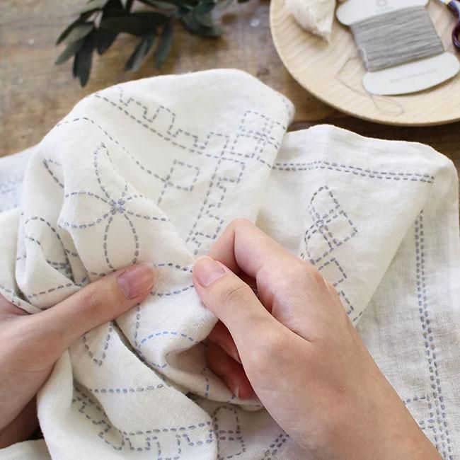 民族　羽織　インディゴリネン　刺繍　刺し子 民族羽織インディゴリネン刺繍刺し子