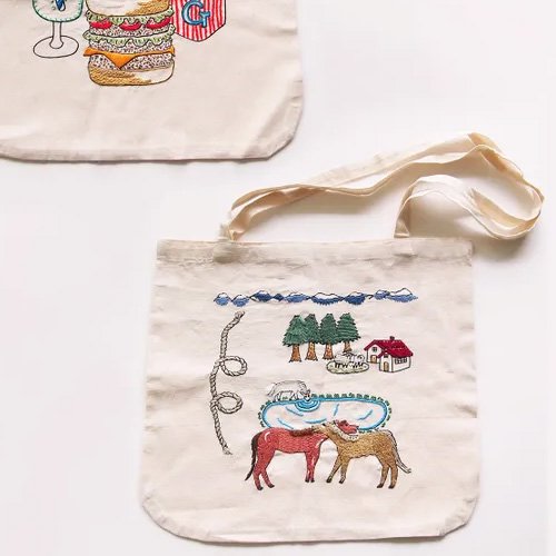 【きっともっと楽しいキット】 イラストトートバッグ刺繍キット（馬）/ ILLUSTRATION TOTE BAG EMBROIDERY KIT /  Giiton