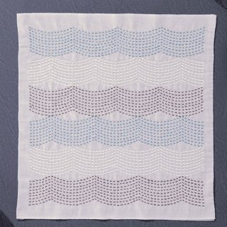 【きっともっと楽しいキット】 Sashiko Textile lab 刺し子キット / Flowフロー（ペールグレー）/ 花ふきん / オリムパス / 刺し子ふきん