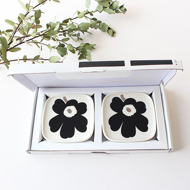 【2023秋冬限定】マリメッコ ウニッコ プレートセット10cm / marimekko UNIKKO Plateset / ブラック×シルバー