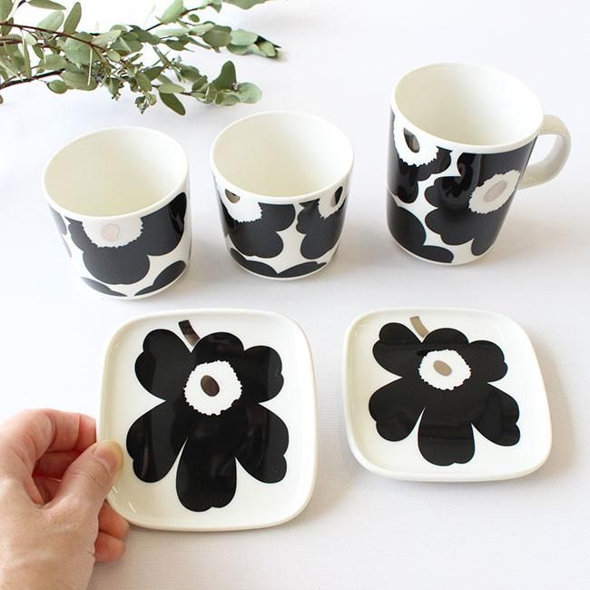 【2023秋冬限定】マリメッコ ウニッコ プレートセット10cm / marimekko UNIKKO Plateset / ブラック×シルバー