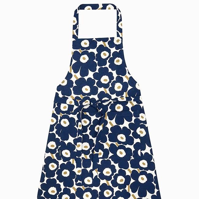 【2023秋冬限定】マリメッコ ウニッコ エプロン（ダークネイビー×ゴールド）/ marimekko Unikko Apron