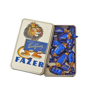 【ライオンレトロ缶】Fazer ファッツェル KarlFazer カールファッツェル（シルバー）/ ミルクチョコレート10粒入り/ フィンランド製