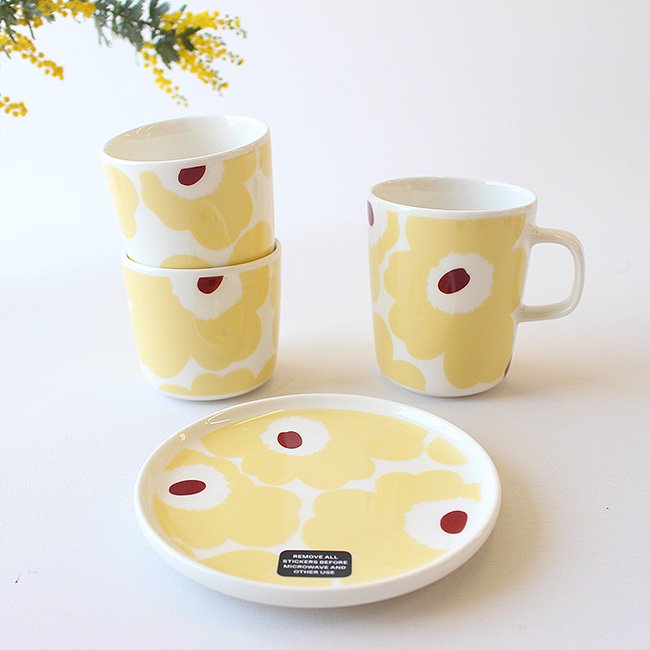 マリメッコ ウニッコ プレート 13.5cm / marimekko UNIKKO Plate / ライトイエロー×ホワイト