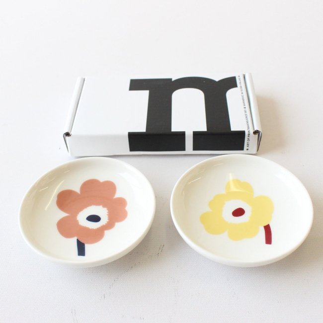 マリメッコ ウニッコ プレートセット 8.5cm / marimekko UNIKKO Plateset / ライトイエロー×ライトテラ