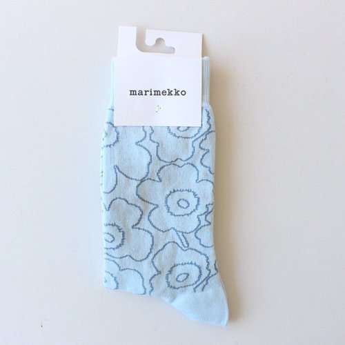 【2024春限定カラー】マリメッコ ウニッコ ソックス（ブルー×ライトブルー）23cm～25cm / marimekko Kirmailla  Piirto Unikko socks