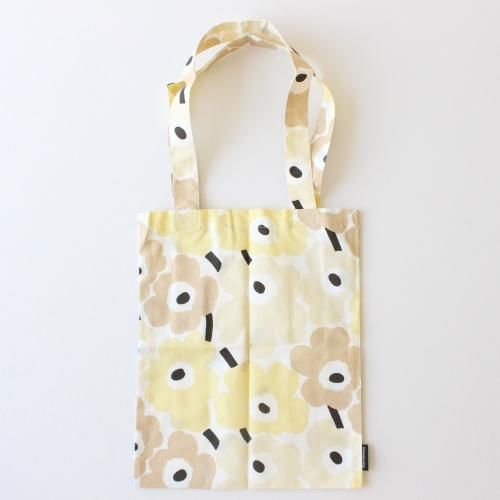 【2024春限定】マリメッコ ミニウニッコ コットンバッグ（ライトイエロー×ホワイト）33cm×27cm / marimekko mini  Unikko cotton bag