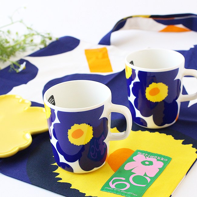 マリメッコ ウニッコ 60周年マグカップ250ml / marimekko Unikko Mug / ネイビー