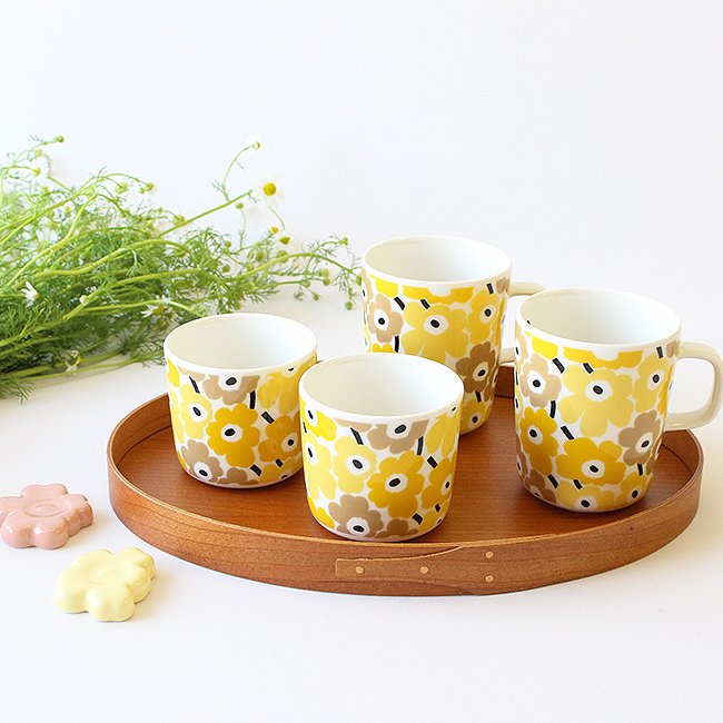 マリメッコ ピックイネン ウニッコ ラテマグ（単体販売） / marimekko Pikkuinen UNIKKO Mug /  イエロー×ブラウン【60周年記念】