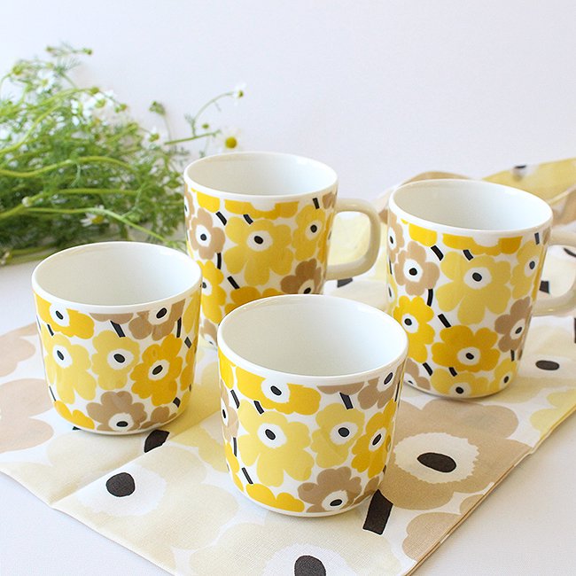 マリメッコ ピックイネン ウニッコ ラテマグ（単体販売） / marimekko Pikkuinen UNIKKO Mug /  イエロー×ブラウン【60周年記念】