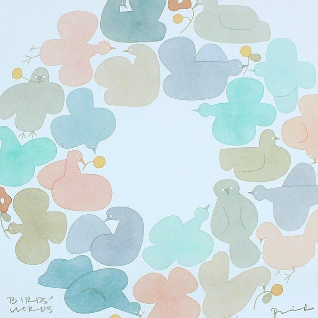 新作】バーズワーズ ポスター / BIRDS WREATH / 300×300mm（額装