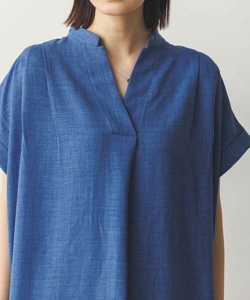 リネン麻100% 日本製 ワンピース ゆったり タック シアー