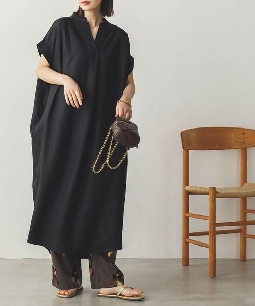 リネンサイドアシメタック半袖ロングワンピース　ダスティピンク　美品 Chico ワンピース 「6色展開/マルチway」アシメ紐デザイン