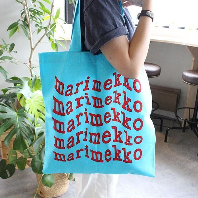 マリメッコ キオスキ Vankka ロゴ トートバッグ （ブルー）/ marimekko