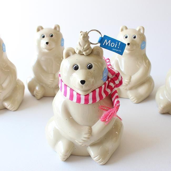 2個セット】マフラー付きしろくま貯金箱（ブルー＆ピンク