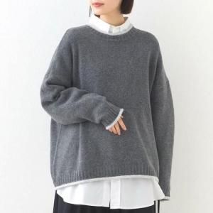 <img class='new_mark_img1' src='https://img.shop-pro.jp/img/new/icons1.gif' style='border:none;display:inline;margin:0px;padding:0px;width:auto;' />【秋の新作】メランジ配色ドロップショルダーニットプルオーバー長袖(全3色)