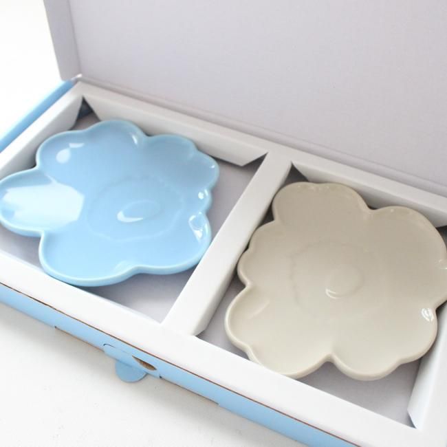 マリメッコ ウニッコプレートセット13cm（ブルー×ベージュ