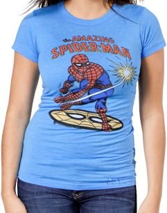 【在庫のみで完売】スパイダーマンレディース 正規ライセンスセレブご用達ジャンクフードTシャツ - アメリカTシャツ村AKOCHAN'S アコチャンズ。