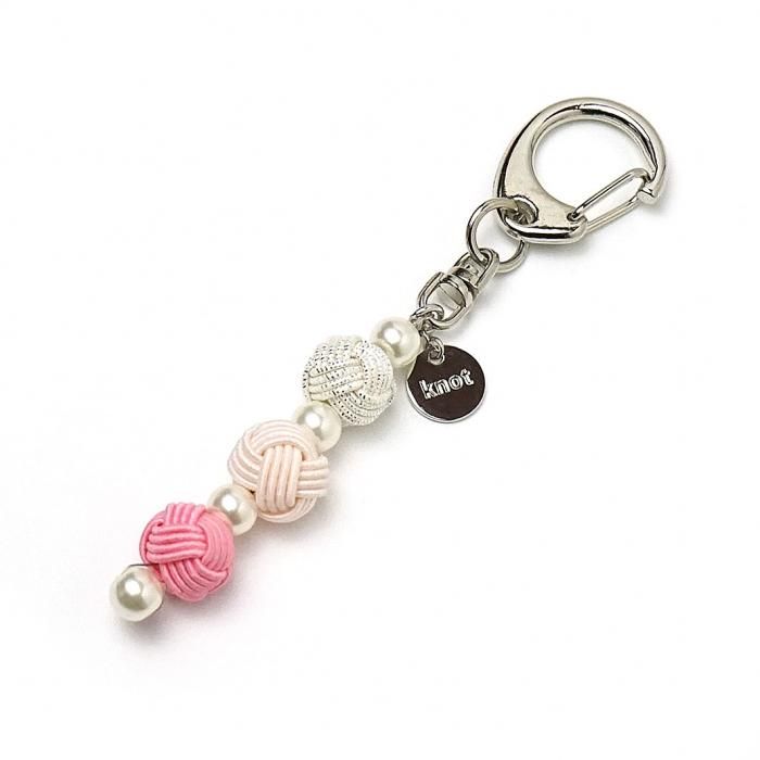 ac0309水引キーフック（キーホルダー） あわじ 玉3連 ピンク