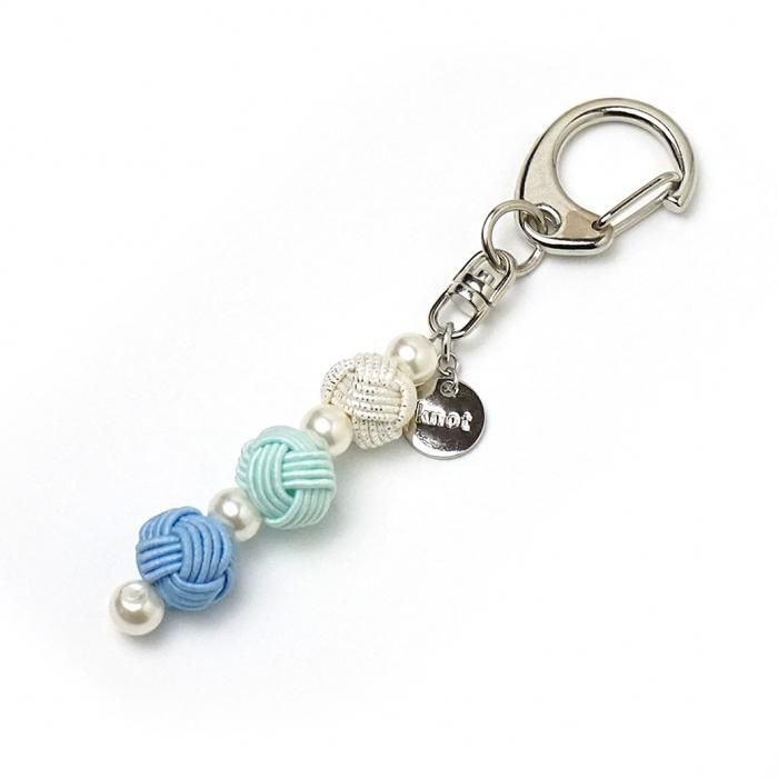 ac0311水引キーフック（キーホルダー） あわじ 玉3連 ブルー（sora