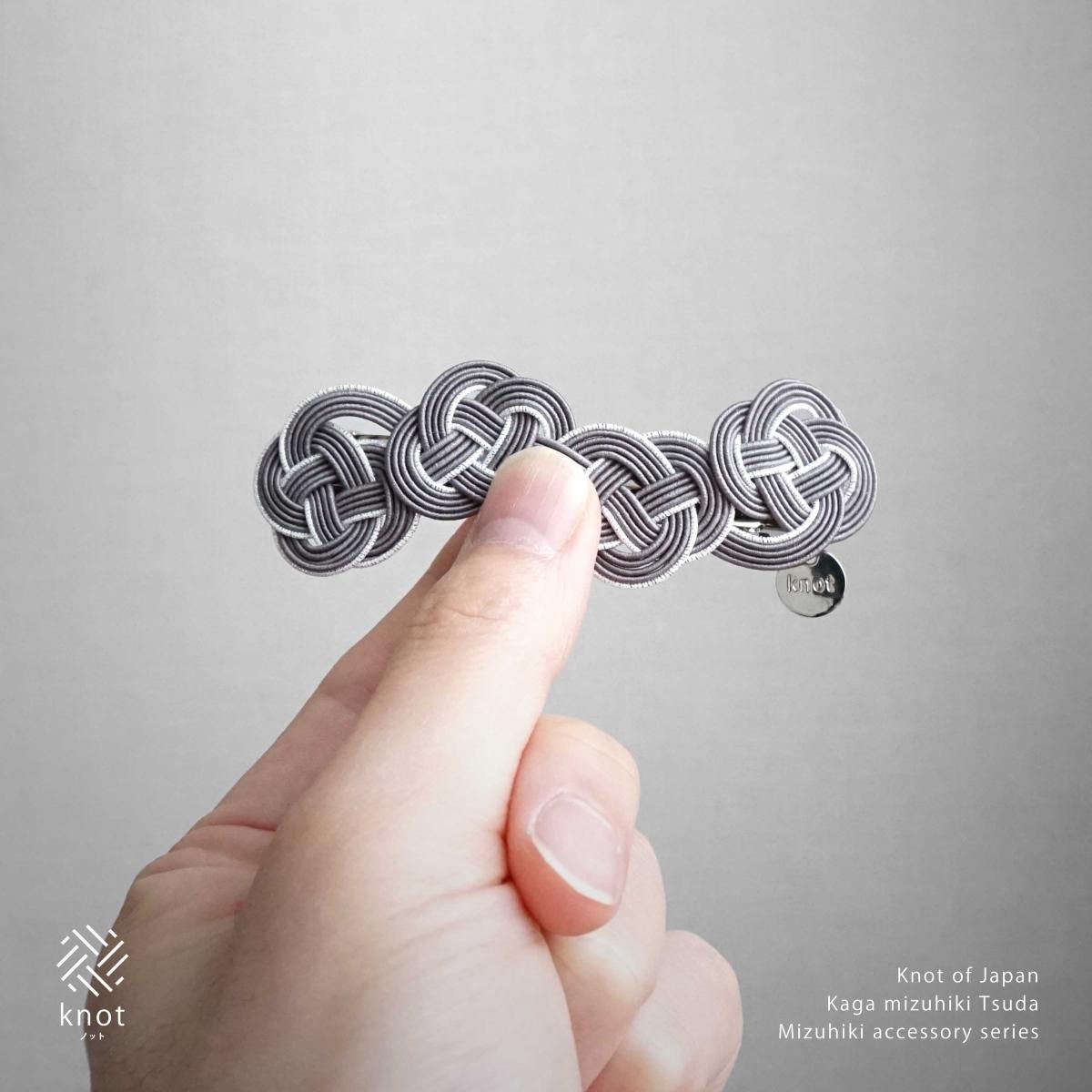 No.233 水引 髪飾り バレッタ ヘアクリップ 水引 ✽ バレッタ 松結び 〖黒 ブラック〗 軽量 和風 髪飾り