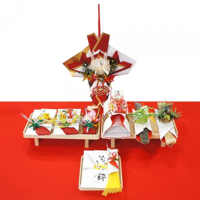 yuinou707 七品目（７品目）結納品セット　結納後に松竹梅の水引飾りを飾れる結納品