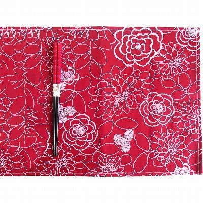 ノベルティ 販促品 粗品 景品用としてオススメな若狭塗箸 ランチョンマットセット 紅花 染かすり 赤です ノベルティ 販促品 粗品 景品用としてオススメな若狭塗箸 ランチョンマットセット 紅花 染かすり 赤です